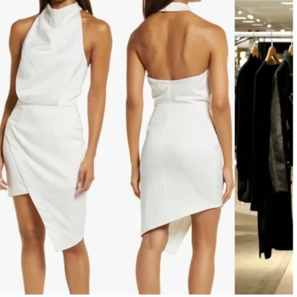 Elliatt Camo Asymmetric Satin Cocktail Dress